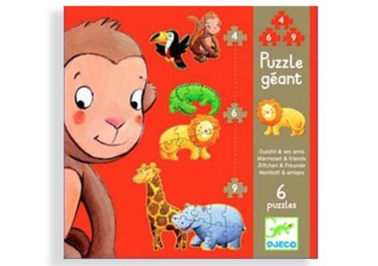 Djeco Puzzle Géant - 6 en 1 - Ouistiti et ses amis